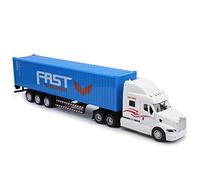 Modèle de Camion Conteneur Jouet Véhicule à Traction Réaliste pour Enfants avec Son Léger pour Les Enfants Jouent en Alliage + Plastique 13,8 "X 3,1" X 2 Pouces pour la Décoration de ((Blanc