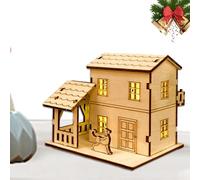 Modèle de chalet de Noël rustique - Artisanat de cabine en bois, figurines de collection avec lumières LED | Décoration de Village de vacances, décoration de maison, affichage de table, ensemble de sc