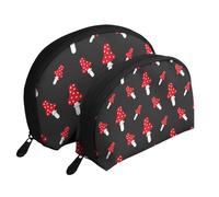 Modèle de Champignon amanite, Trousse de Maquillage Coquille Femme Petit Porte-Monnaie Trousse de Toilette Trousse à cosmétiques 2 pièces