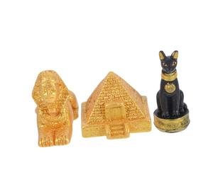 Modèle de Château Égyptien Antique Décoratif, en Résine Lot de 3 Pièces | Style Mystique, Pyramide et Sphinx Miniatures, pour Bibliothèque, Chat, Terrarium et Scènes de Collection