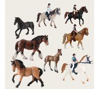 Modèle de cheval de simulation, comprenant une jument frisonne, un cheval de trait clydesdale, un cheval lusitanien, un poulain, un jouet décoratif avec support poulain,Jument frisonne,Cheval Clydesda