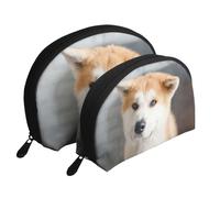 Modèle de Chien Akita Japonais, Trousse de Maquillage Coquille Femme Petit Porte-Monnaie Trousse de Toilette Trousse à cosmétiques 2 pièces