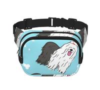 Modèle de Chien de Berger Anglais Ancien,Sac Banane carré Double Couche, Sac de Poitrine