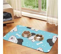 Modèle de Chien de Berger Anglais Ancien,Tapis d'alimentation pour Animaux de Compagnie, Sets de Table en Cuir PU pour Chats et Chiens,40x60cm
