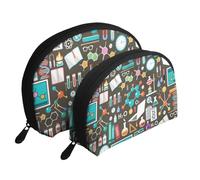 Modèle de Chimie Scientifique, Trousse de Maquillage Coquille Femme Petit Porte-Monnaie Trousse de Toilette Trousse à cosmétiques 2 pièces