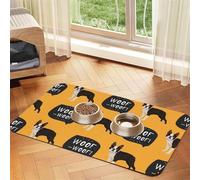 Modèle de Chiot Boston Terrier,Tapis d'alimentation pour Animaux de Compagnie, Sets de Table en Cuir PU pour Chats et Chiens,40x60cm