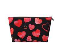Modèle de Coeurs Rouges Aquarelle, Trousse de Maquillage Trousse à cosmétiques Trousse de Toilette de Voyage Portable Pochette de Toilette