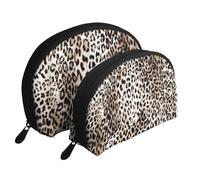 Modèle de Conception léopard, Trousse de Maquillage Coquille Femme Petit Porte-Monnaie Trousse de Toilette Trousse à cosmétiques 2 pièces