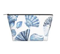 Modèle De Coquillages Bleus sur Blanc, Trousse de Toilette Trousse de Maquillage Sac à cosmétiques Trousse de Toilette de Voyage Portable