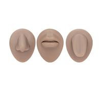 Modèle de corps de perçage, ensemble de modèles de nez, de langue et de bouche en silicone de simulation 3D, matériau élastique doux pour la pratique du perçage des lèvres et du (Dunkle Haut)