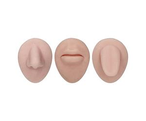 Modèle de corps de perçage, ensemble de modèles de nez, de langue et de bouche en silicone de simulation 3D, matériau élastique doux pour la pratique du perçage des lèvres et du (Mittlere Hautfarbe)