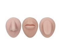Modèle de corps de perçage, Simulation 3D en Silicone, bouche, langue, nez, ensemble pour la pratique du perçage (Couleur de peau moyenne)