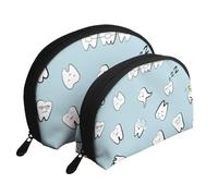 Modèle De Dents Dent Dentaire Dessin Animé, Trousse de Maquillage Coquille Femme Petit Porte-Monnaie Trousse de Toilette Trousse à cosmétiques 2 pièces