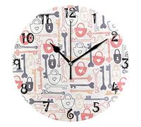 Modèle De Dessin Animé De Serrure À Clé Pendule Murale Décoratif Moderne Horloge de Mur Circulaire Silencieuse horloges pour Enfant Garçons Le Bureau à Domicile Salon Cuisine Chambre école Décor