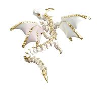 Modèle de dragon à double cornes imprimé en 3D, 30 cm, avec ailes, volaille, articulé, mobile, à collectionner, figurine d'animal flexible (#B)