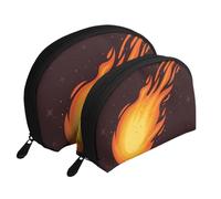 Modèle de Flamme de Boule de feu Tombant Rouge, Trousse de Maquillage Coquille Femme Petit Porte-Monnaie Trousse de Toilette Trousse à cosmétiques 2 pièces