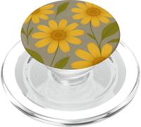 Modèle de fleurs de marguerite jaune et grise PopSockets PopGrip pour MagSafe