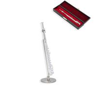 Modèle De Flûte Miniature De 14 Cm, Réplique De Flûte En Cuivre Et Argent Avec Support Et étui, Modèle De Collection D'instrument De Musique Pour Décoration D'étagère De Bureau