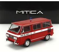 MODÈLE DE FOURGON STATIQUE FIAT 850 FAMILLE POMPIERS 1970 ÉCHELLE 1:18