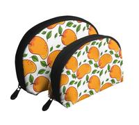 Modèle De Fruit De Mangue Et De Feuilles, Trousse de Maquillage Coquille Femme Petit Porte-Monnaie Trousse de Toilette Trousse à cosmétiques 2 pièces