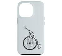 Modèle de girafe faisant du vélo, haute roue, Penny Farthing Coque pour iPhone 13 Pro