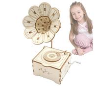 Modèle de gramophone en bois - charme rustique, boîte de musique phonographique faite à la main, design créatif rétro, artisanat éducatif de puzzle 3D, ornement décoratif souvenir | Modèle