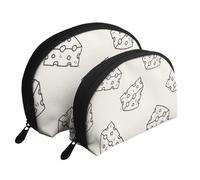 Modèle de griffonnage de Fromage, Trousse de Maquillage Coquille Femme Petit Porte-Monnaie Trousse de Toilette Trousse à cosmétiques 2 pièces