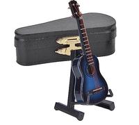 Modèle de guitare classique miniature, mini modèle de guitare acoustique, décorations de guitare pour la maison, le bureau et le bureau avec un support (Bleu)
