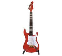 Modèle de Guitare électrique Miniature en Bois délicat de 18 cm, œuvre d'art en Tilleul fabriquée à la Main avec Support, 4 Options de Couleurs, pour Les Amateurs de Musique, (Rouge)