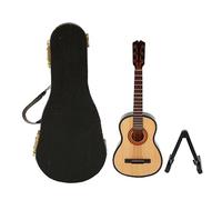 Modèle de guitare en bois exquis polissage miniature guitare ornement avec support pour l'affichage de la collection