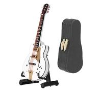 Modèle de Guitare Miniature avec Support et étui, Réplique de Guitare Miniature D'instrument de Musique de Maison de Poupée Blanche pour la Décoration de la Maison