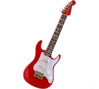 Modèle de guitare miniature de 14 cm en bois - Réplique de guitare électrique non jouable avec support et étui pour décoration de salon, bureau, bureau, ornement collecteur, cadeau, noir (rouge)