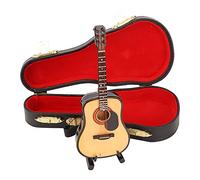 Modèle de Guitare Miniature en Bois avec Support et Étui, Mini Instrument de Musique, Réplique de Figurines, Ornement de Décoration pour La Maison