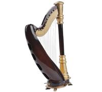 Modèle de harpe miniature - Petite figurine musicale de table, réplique d'instrument décoratif, sculpture artistique en résine avec cordes en cuivre, élégante exposition à collectionner | Accent