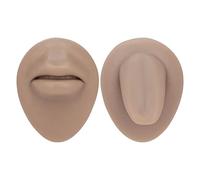 Modèle de langue buccale en silicone, kit d'entraînement souple et réutilisable pour étudiants en médecine, affichage des lèvres, de la langue et des ongles [Simulation] (Teint profond)
