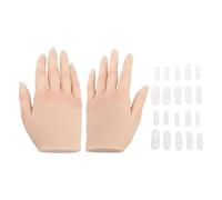 Modèle de main de pratique des ongles, fausse main grandeur nature, doigts flexibles avec rainure pour ongles intégrée pour la formation en nail art, comprend 2 paquets de pointes