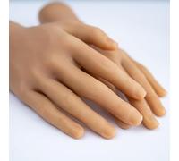 Modèle De Main en Silicone Homme, Doux Non Décoloré Positionnable Fausses Mains Réalistes, 1,1 Simulation Faux Mannequin De Main Pliable pour La Peinture Enseignement Bijoux M, Dark Skin, Pair