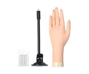Modèle de main pour les ongles, pratique des ongles - Modèle en silicone souple avec ventouse pour colle à gelée, adapté aux débutants pour l'éducation des étudiants, les femmes, les démonstrations en