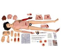 Modèle de mannequin de soins aux patients traumatologiques - Simulateur de soins des plaies grandeur nature pour entraînement médical infirmier, construction en PVC avec modules de plaie