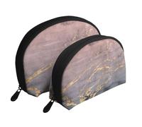 Modèle de marbre d’Or Rose, Trousse de Maquillage Coquille Femme Petit Porte-Monnaie Trousse de Toilette Trousse à cosmétiques 2 pièces