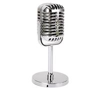 Modèle de Microphone Rétro, Simulation d'argent électrolytique Polyvalente, Accessoires de Microphone Rétro, Base Amovible pour la Décoration de Bar