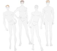 Modèle de Mode Masculine Règle Blanche pour Plastique 4 Pièces | Outil de Dessin Manuel, Affiche les Effets Vestimentaires, Crée des Images Réalistes, Gain de Temps