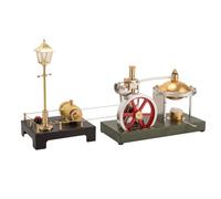 Modèle de moteur à vapeur vertical rétro, kit de moteur à vapeur à monter soi-même avec support sphérique de chaudière et charge supplémentaire + mini générateur de vapeur et lampe