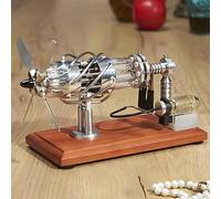 Modèle de moteur d'avion 16 cylindres avec plaque oscillante, cylindre chauffant, hélice à 4 lames, base en bois massif, ventilateur rotatif pour expérience scientifique