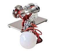Modèle de Moteur de générateur d'électricité de Moteur Stirling à air Chaud avec expérience Scientifique de Conception de Volant d'inertie d'ampoule LED avec Base en Alliage (Rouge)