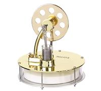 Modèle de moteur Stirling, moteur Stirling en métal LTD basse température avec volant d'inertie rotatif, couvercle doré et support incurvé, coffret cadeau créatif pour adultes et adolescents
