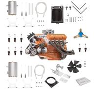 Modèle de moteur V8, 1:6 CISON Petit bloc V8-OHV-44 PRO Kit miniature à combustion interne à essence 4 temps refroidi à l'eau avec accessoires, moteur scientifique STEM créatif pour les amateurs de