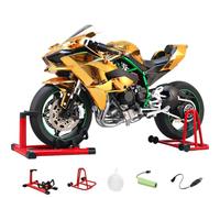 Modèle de moto en alliage 1/6 moulé sous pression, simulation réaliste avec allumage, lumières, son du moteur et double effets de fumée, cadeau de course de moto de collection pour adultes (doré)
