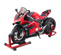 Modèle de moto en alliage moulé sous pression V4 Top Edition Réplique de moto avec allumage, lumières, son moteur et double fumée d'échappement, cadeau de course de moto de collection pour adultes