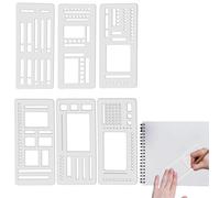 Modèle de notes flexible fait à la main, modèle de journal avec carrés, lignes, cercles, modèle de notes de scrapbooking, ensemble d'outils de dessin de planificateur réutilisable, règle transparente